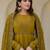 olive green georgette embroidered anarkali gown with designer net dupatta 