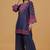 Navy blue floral print crepe co-ord set for women