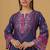 Navy blue floral print crepe co-ord set for women