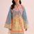 Sky blue floral print linen co-ord set for women