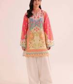 Pink floral print linen co-ord set for women