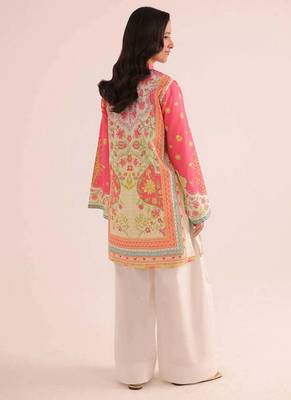 Pink floral print linen co-ord set for women 3