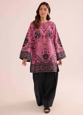 Pink floral print linen co-ord set for women 1