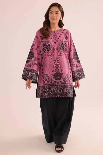 Pink floral print linen co-ord set for women