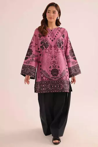 Pink floral print linen co-ord set for women