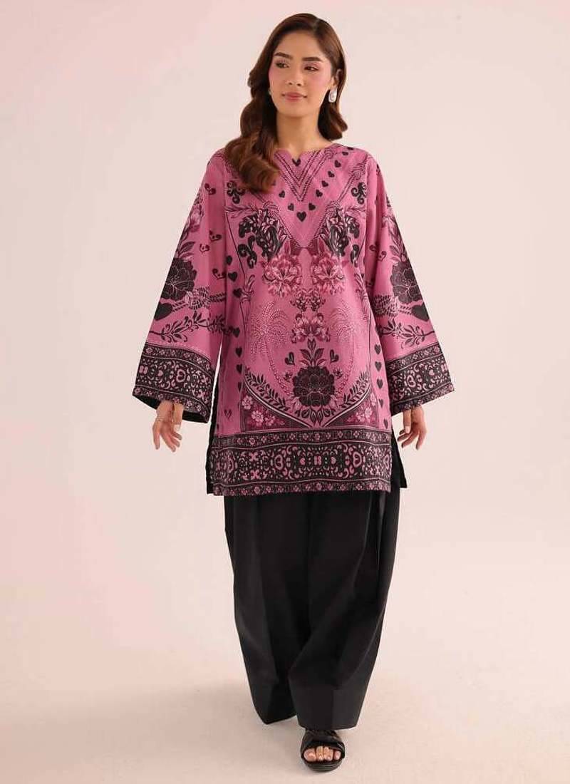 Pink floral print linen co-ord set for women