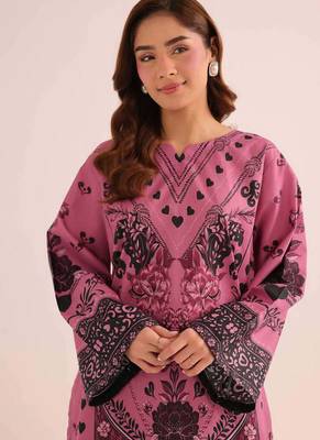 Pink floral print linen co-ord set for women 2