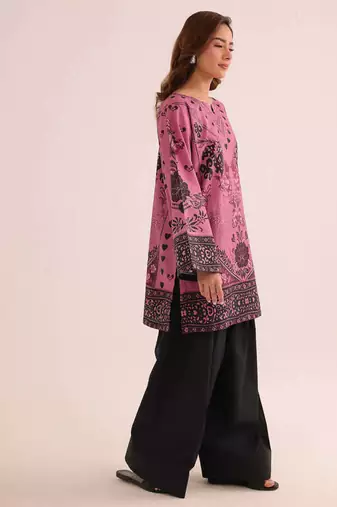 Pink floral print linen co-ord set for women