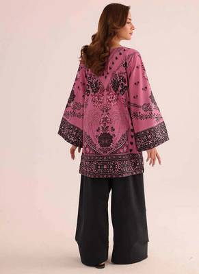 Pink floral print linen co-ord set for women 4