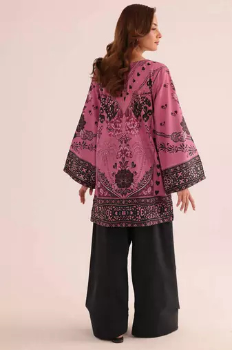 Pink floral print linen co-ord set for women