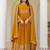mustard yellow georgette embroidered anarkali gown with matching embroidered dupatta 