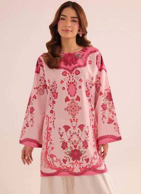 Pink floral print linen co-ord set for women 2
