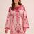 Pink floral print linen co-ord set for women