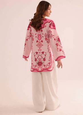 Pink floral print linen co-ord set for women 4