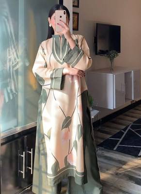Green floral print crepe co-ord set for women 1
