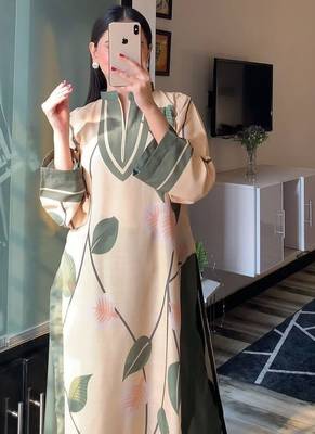 Green floral print crepe co-ord set for women 2