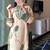 Green floral print crepe co-ord set for women