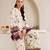 Off white floral print crepe co-ord set for women