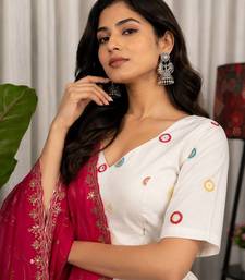 White Embroidery and sequins Aari mirror Roman Silk Blend Lahenga Choli Set