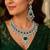 emerald green cz necklace set  silver tone indian bridal jewellery