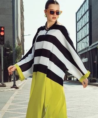 Black stripes print linen co-ord set for women 4