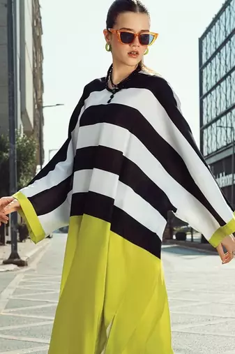 Black stripes print linen co-ord set for women