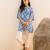 Blue floral print crepe co-ord set for women