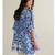 Blue floral print crepe co-ord set for women