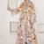 Off-white floral print crepe maxi western dress for women