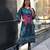 Blue floral print crepe maxi western dress for women