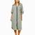 Green stripes print linen maxi western dress for women