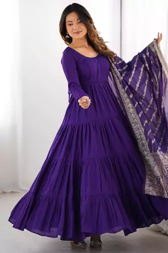  solid roman silk blend chanderi flared anarkali pant and dupatta set