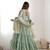  solid roman silk blend chanderi flared anarkali pant and dupatta set