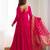  solid roman silk blend chanderi flared anarkali pant and dupatta set