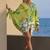 Lemon floral print linen mini western dress for women
