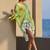 Lemon floral print linen mini western dress for women
