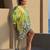 Lemon floral print linen mini western dress for women