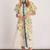 Off-white floral print linen maxi western dress for women