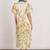 Off-white floral print linen maxi western dress for women