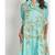 Teal floral print linen maxi western dress for women