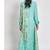 Teal floral print linen maxi western dress for women