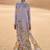 Blue floral print linen maxi western dress for women