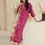 Pink floral print crepe maxi western dress for women