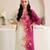 Pink floral print crepe maxi western dress for women