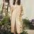 Ivory floral print linen maxi western dress for women