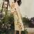 Ivory floral print linen maxi western dress for women