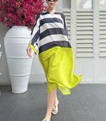 Black stripes print crepe maxi western dress for women