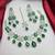 emerald green bridal jewellery set  silver toned necklace, chandelier earrings, maang tikka