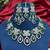 emerald green bridal jewellery set  silver toned necklace, chandelier earrings, maang tikka