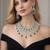 emerald green ad bridal necklace set  silver chandelier earrings